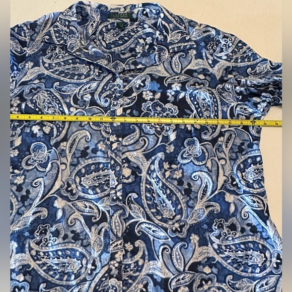 Lauren Ralph Lauren Button Down Blue Floral Paisley 3 Quarter Sleeve 2X - Picture 6 of 7